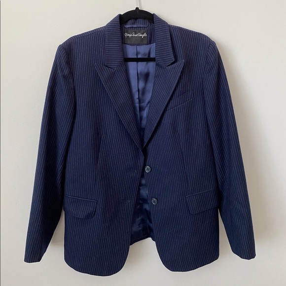 Vintage Navy Wool Pinstripe Blazer | Giorgio Sant’Angelo - Picture 1 of 4